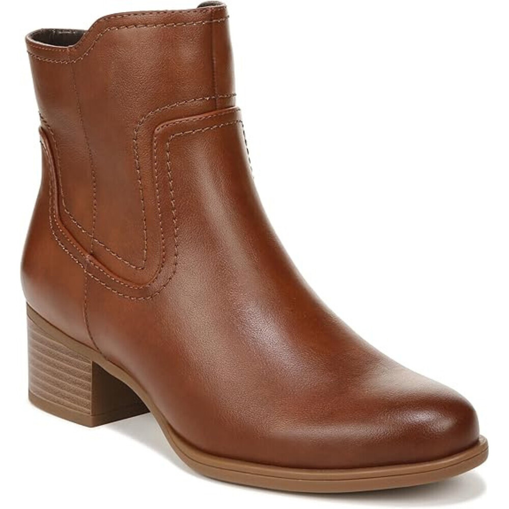 Naturalizer Kelby Boots Women's US 8 Brown Almond Toe Block Heel Bootie LION351